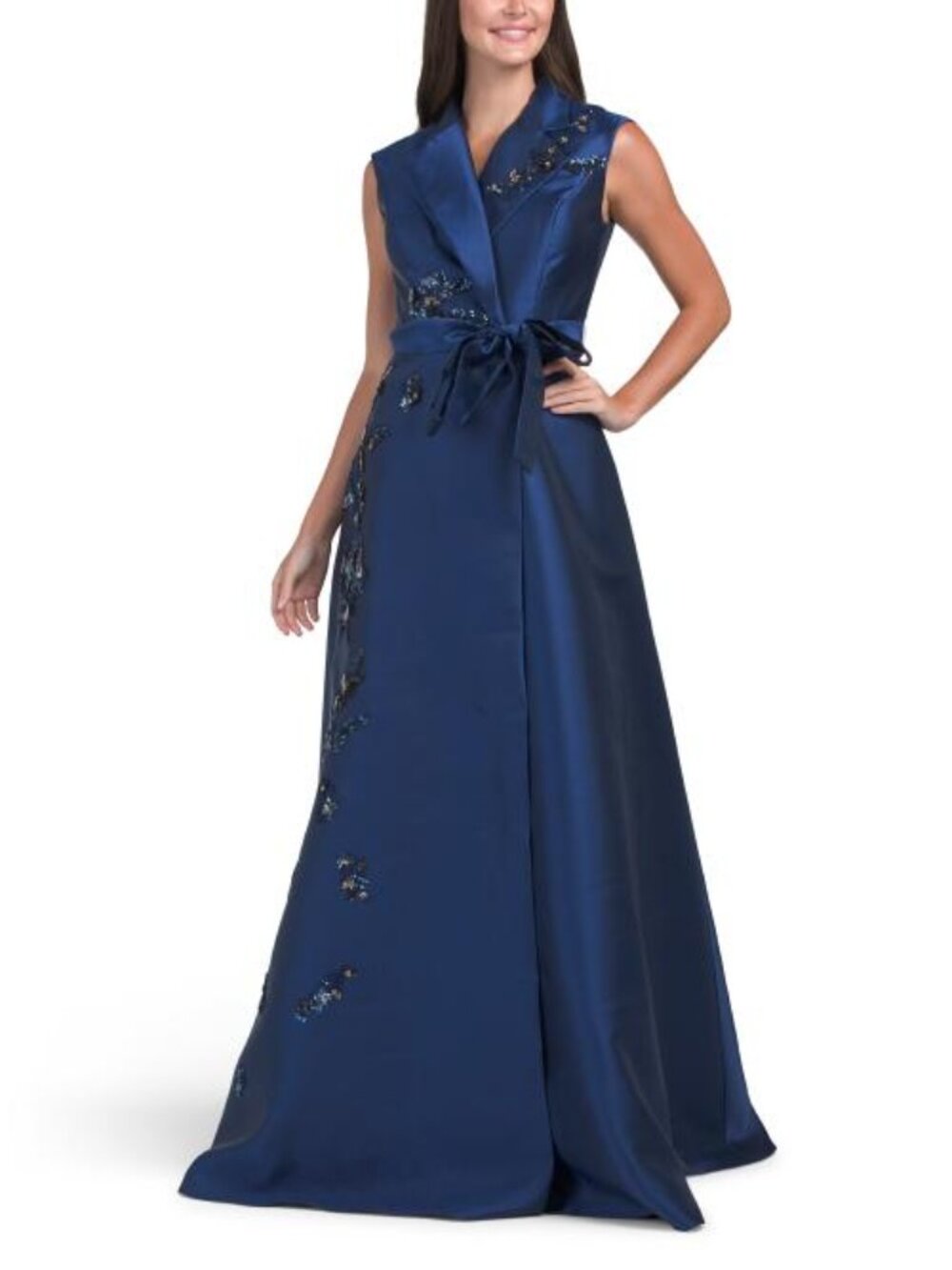 RENE BY RENE RUIZ Sleeveless Embellished Mikado Gown